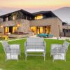 4 IN 1 Outdoor Furniture Set Rattan Chair Table