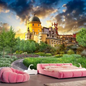 Castle Backyard Landscape wallpaper for living room