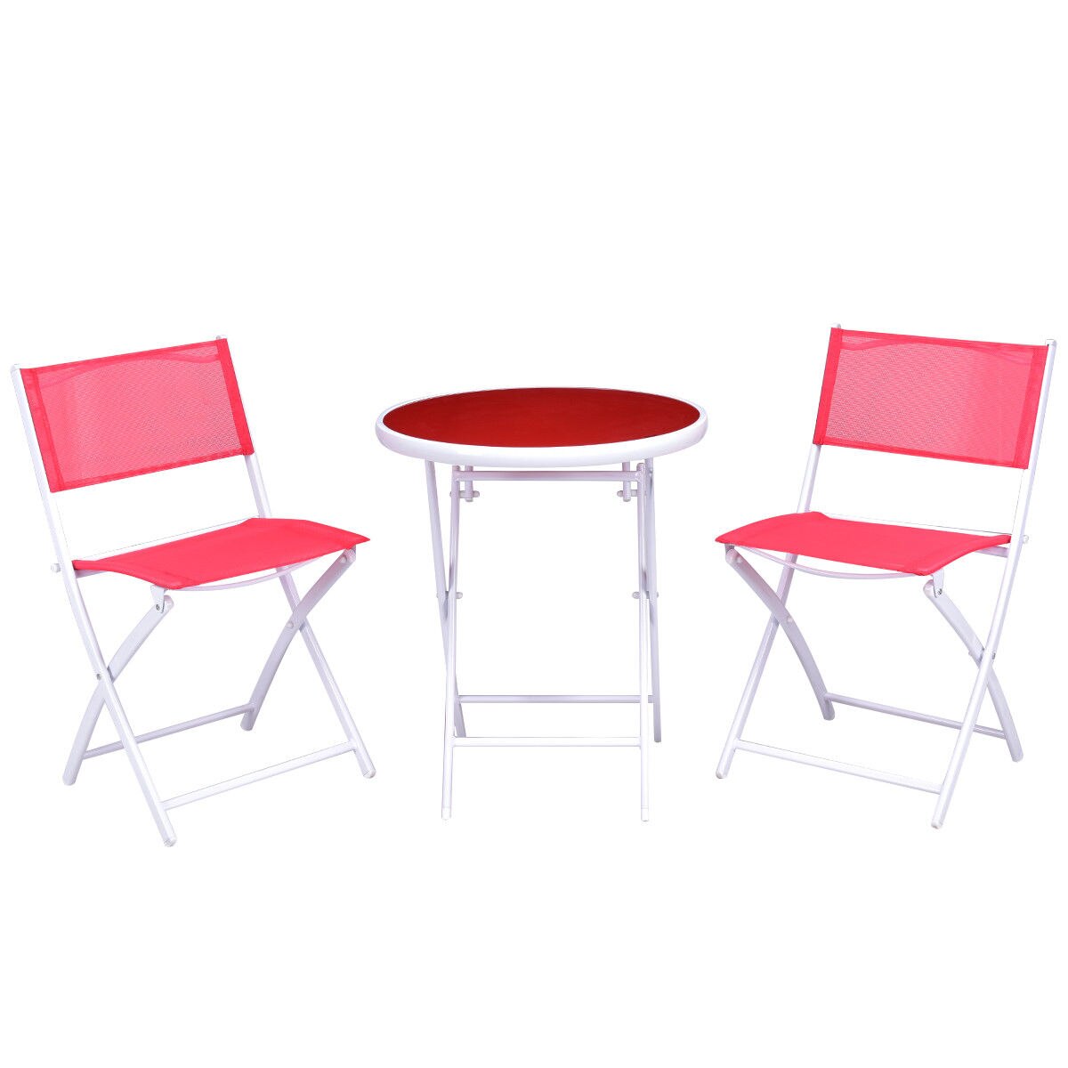 Costway 3 PCS Folding Bistro Table Chairs Set - Image 2