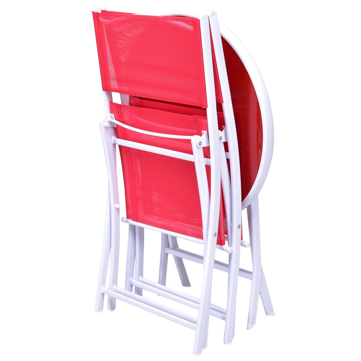 Costway 3 PCS Folding Bistro Table Chairs Set - Image 4