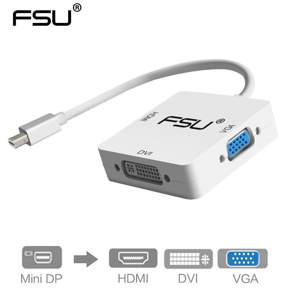 FSU 3 in 1 Mini DP DisplayPort to HDMI VGA DVI Adapter Mini DP Cable Converter for Mac Book Pro Air Monitor Mini DisplayPor