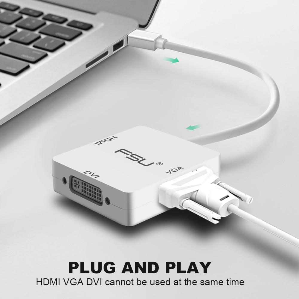 FSU 3 in 1 Mini DP DisplayPort to HDMI VGA DVI Adapter Mini DP Cable Converter for Mac Book Pro Air Monitor Mini DisplayPor - Image 3