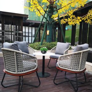Factory Price Hotel rope dining set patio furniture