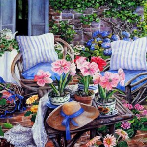 backyard garden impression painting artwork