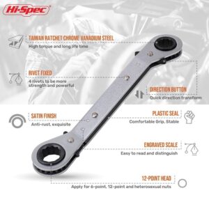 Alternative view of Hi-Spec 1pc Ratchet Torque Wrench Tool Set Double Box End Offset Ring Key Set Bend Neck Ratchet Wrenches Spanner Universal Key