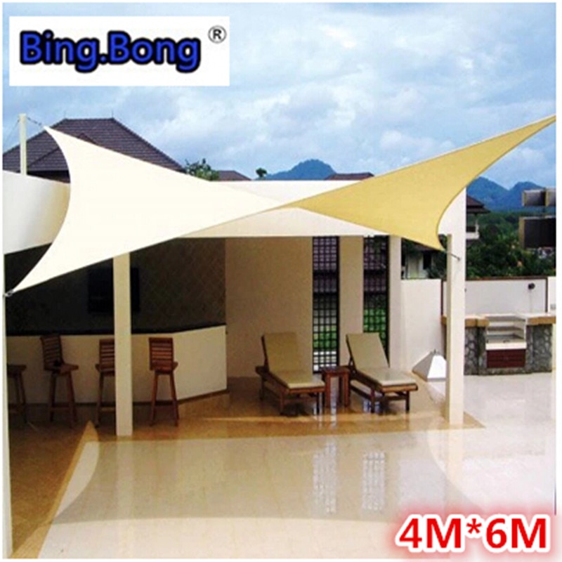 Outdoor Sun Shade Sail 4x6m PU Waterproof 100% Cloth Canvas Awning Canopy Beach Shading Gazebo Toldo Garden Swiming Pool Balcony