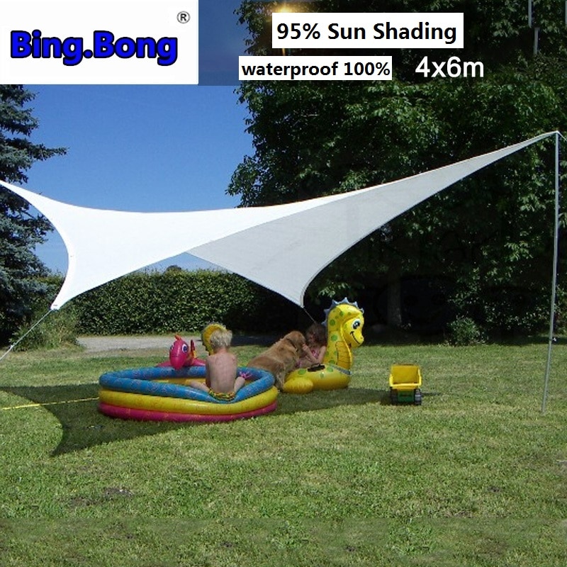 Outdoor Sun Shade Sail 4x6m PU Waterproof 100% Cloth Canvas Awning Canopy Beach Shading Gazebo Toldo Garden Swiming Pool Balcony - Image 2