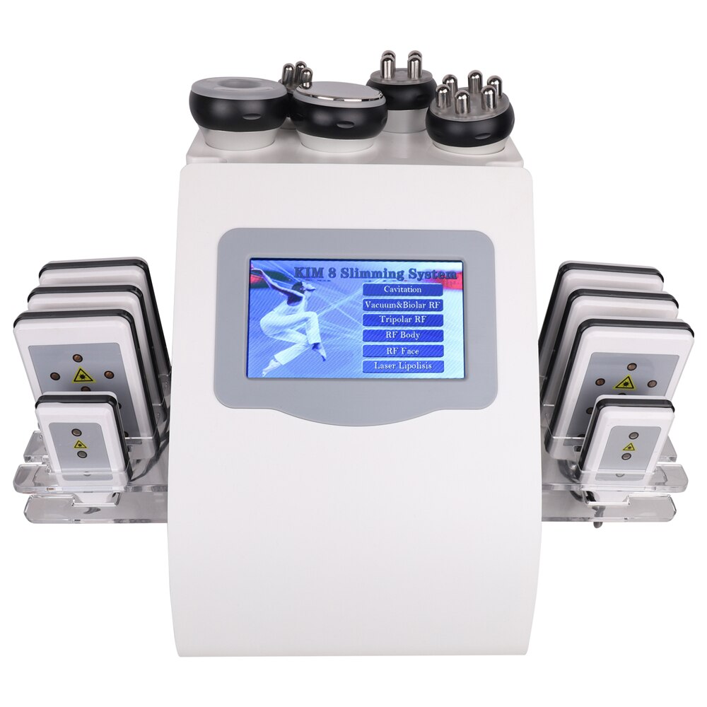 6 In 1 40K Ultrasonic Cavitation Vacuum Radio Frequency Laser 8 Pads Lipo Laser Slimming Machine for Home Use